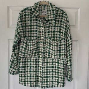 ZARA Oversized Lightweight Plaid Shacket - Size Medium